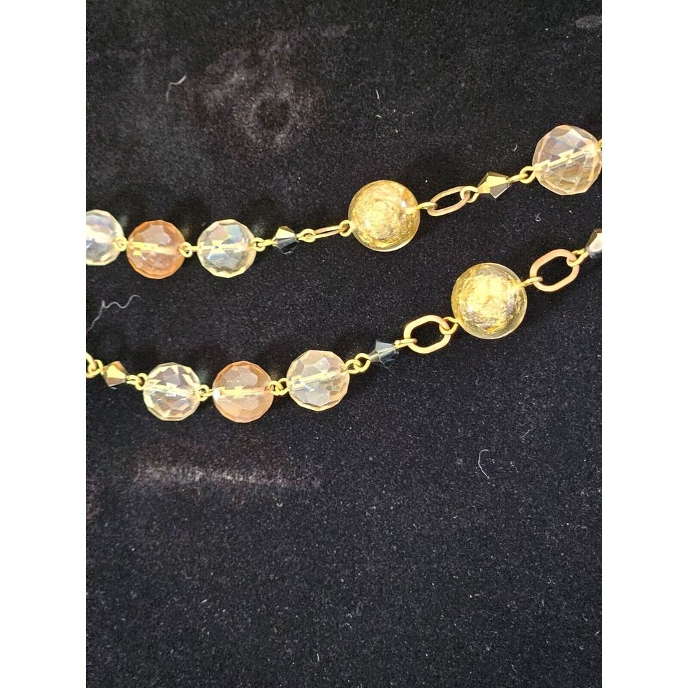 Mary Kay "Holiday Wishes" necklace 44" glass champagne